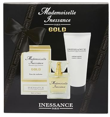 Inessance Paris – Geschenkset Mademoiselle Inessance Gold – Eau de Toilette für Damen – Blumenduft und leuchtend – Eau de Toilette 50 ml und Handcreme 100 ml – hergestellt in Frankreich