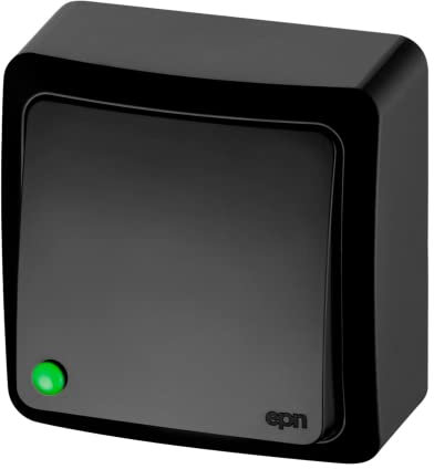 asvendo Serie eléctrica, interruptor de luz, interruptor de conmutación, interruptor de 1 enchufe, enchufe de 2 enchufes, color negro (interruptor de luz de 1 polo)