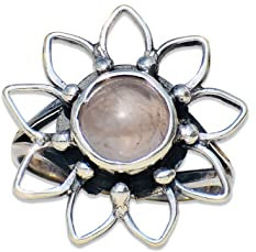 Bague en pierre précieuse de quartz rose, bague en argent sterling 925, bijoux en argent pour femmes, bague en quartz rose, bague pour femme (56)