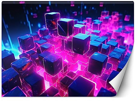 Feeby Fototapete Neon Gamer Gaming 300x210 cm Violett XXL Vlies Wandtapete Tapeten Wohnzimmer Schlafzimmer Jugendzimmer Moderne Design Wandbild Wand Dekoration Teenager 3D Effekt