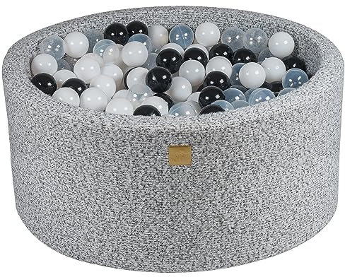 MEOWBABY Piscine à Balle pour bébé en Bouclé – Piscine à balles 90x40cm Douce avec 300 balles – Piscine a Balle Enfant, Grau Melange
