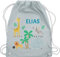 Turnbeutel Rucksack - Safari Tiere Zootiere Zoo Giraffe Zebra Löwe Elefant - Unisize - Pastell Blau - personalisierte beutel kinder tier baumwolle wechselbeutel kita und wäschebeutel kindergarten