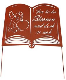 UNUS Grabstecker Rost Buch Fern bei den Sternen und doch so nah