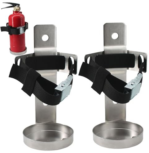 Feuerlöscher-Halterung, Wandhalterung, kompatibel mit 1,1 kg Feuerlöschern, Edelstahl (1,1 kg Edelstahl, 2 Stück)