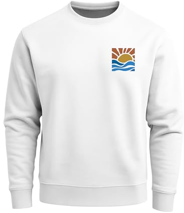 Neverless® Sweatshirt Herren Logo Print Sommer Sonne Welle Strand Meer Rundhals-Pullover Fashion Streetwear