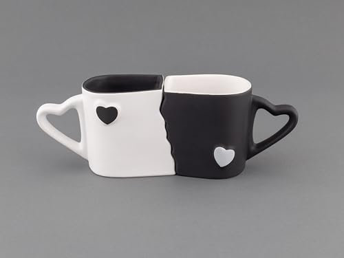Hanseküche Kaffeebecher Set Groß – Kaffeetassen aus hochwertiger und massiver Keramik, große Henkel, große Becher, Tassen, Verlobung, Geschenk, Hochzeitstag (Hochzeitsedition, 2er Set)