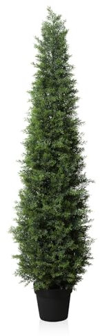 Fopamtri Kunstpflanze Zeder Künstlich 150 cm Künstliche Pflanzen im Topf, Konifere Künstlich Outdoor UV Geschützt für Haus Wohnzimmer Garten VerandaDekoration (1 Stück)