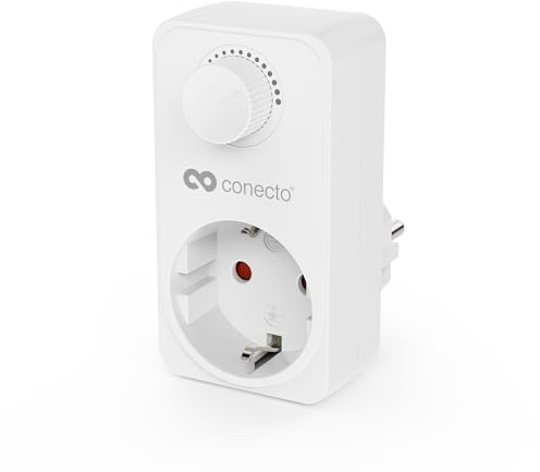 conecto Variateur de prise, adaptateur variateur de prise avec régulateur de luminosité pour ampoules dimmables comme LED, lampes halogènes, ampoules incandescentes, blanc