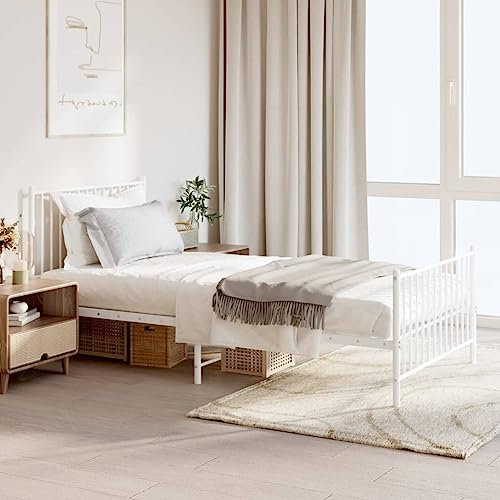 Baziroo Bettgestell Stahl Weiß 100x200 cm Familienbetten Guestbed Single Bed Schlafzimmermöbel Metallbett Bedframe Bettrahmen Bed Shelf Bett Regal Bed Support Matratze Nicht Enthalten