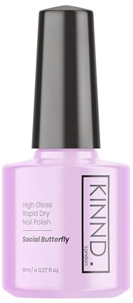 Quick Dry Nail Polish | Social Butterfly, 8ml | Rapid Drying Nail Varnish | No UV/LED Required | 12 Free, Cruelty Free, Vegan, Made in UK