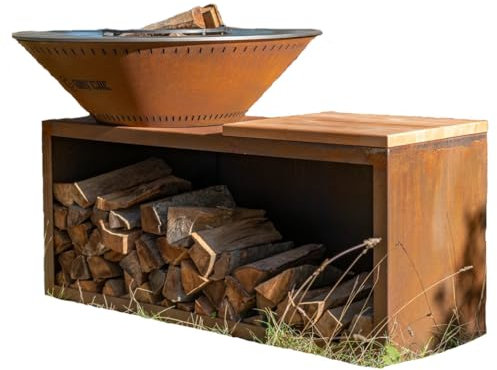 TRADITIONNEL Double Cuve Corten - Brasero 103 cm - ModèCLASSIQUE et élégant pour des moments conviviaux