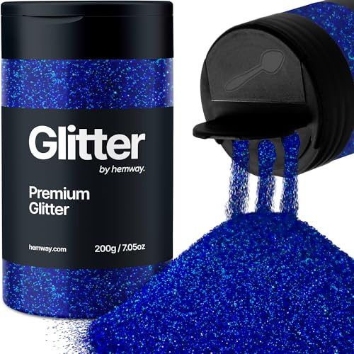 Hemway Sapphire Blue Holographic Glitter Shaker, 220g Ultrafine Glitter | for Resin & Epoxy Crafts for Decorating, Halloween, Christmas, Nail, Face, Art