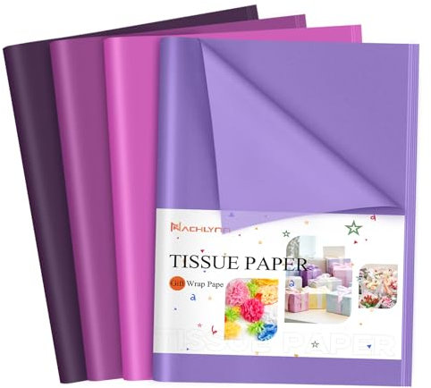 NACHLYNN 54 Blatt Lila Tissue Papier Bulk 14 x 20 Zoll Geschenkpapier Seidenpapier Geschenkpapier Kunst Seidenpapier Basteln für Muttertag Halloween Geburtstag DIY Basteln Geschenke Feiertage Dekor