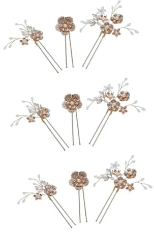 FRCOLOR 9 Pièces Épingle à Cheveux De Cheveux De Mariage Barrettes En Strass Pinces à Cheveux Fleurs Pour Femmes Tiare De Zinc Respectueux De Manquer Perle