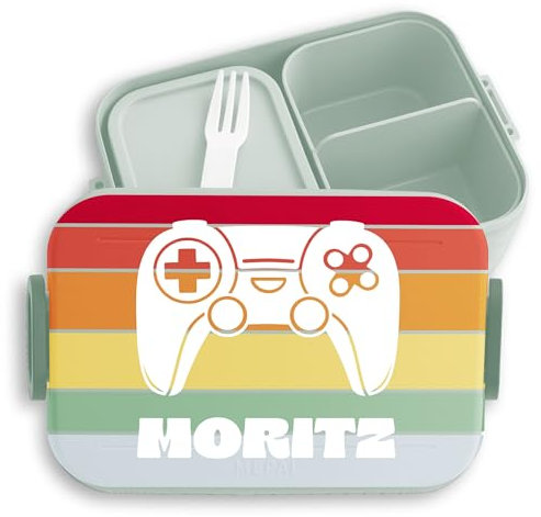 Kinder Bento Box Midi Lunchbox für Mepal Bentobox - Brotbox Controller Jausenbox Gaming Vesperbox Zocker Geschenk Gaming Geschenke Gamer I - 900 ml - Sage Grün - brotdose jungen schule game kita