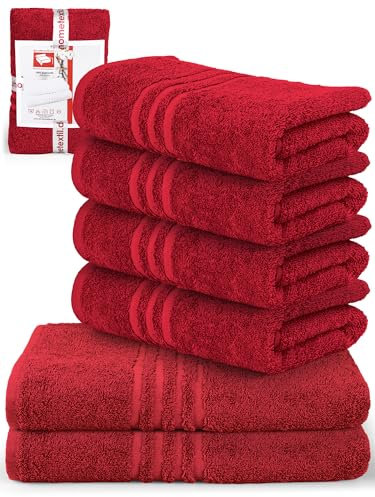 DecoHomeTextil Handtuch-Set 4 Handtücher, 2 Badetücher in Bordeauxrot aus 100% Baumwolle, hochwertig, kuschelweich und saugstark