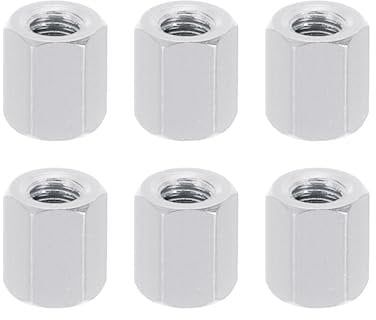 PATIKIL M3 Hex Nuts, 6pcs M3 Threaded Spacers Aluminum 6mm L Female Metal Spacer Screw Standoff for M3 Screw Bolts RC Car Drones Stacks Motherboard, Silvery
