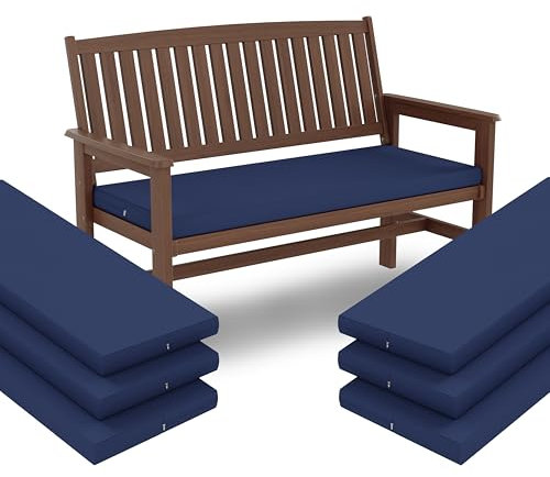 Falflor Outdoor Garden Bench Cushion 3 Seater Long Bench Chair Cushion Pad Non Slip Bench Chair Cushion Pad Porch Swing Cushion with Ties Long Bench Seat Pad for Rattan Sofa Porch Swing Hammock(Blue)