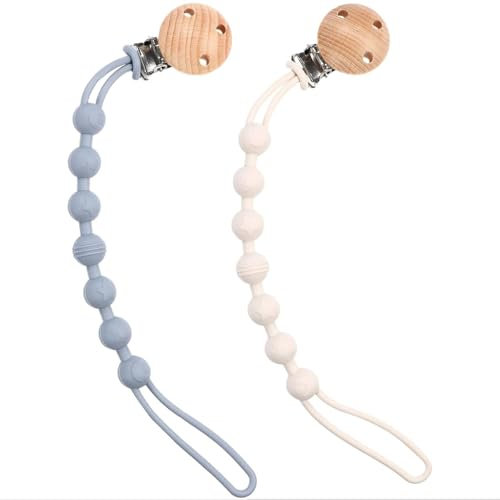 JYTDBCS Lot de 2 attache-tétine en bois et silicone