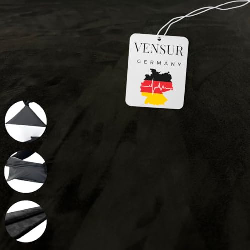 Vensur Kunstleder selbstklebend - Mikrofaserstoff selbstklebend - Selbstklebende Dehnbare Folie in Wildleder Optik - Selbstklebende Innenraum Folie für Auto & Möbel (Schwarz, 50cm x 150cm)
