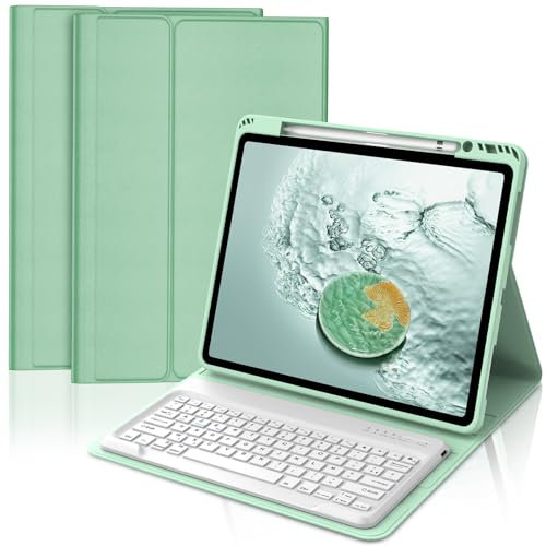 FOGARI - Funda para teclado para iPad Pro 12.9 (6è/5è/4è/3è Gen), teclado magnético inalámbrico Bluetooth para iPad Pro 12.9 2018/2020/2021/2022, verde claro