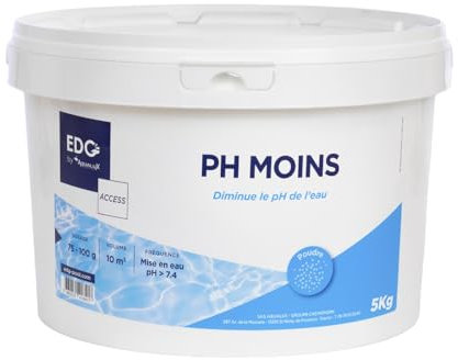 EDG by AQUALUX INTERNATIONAL - PH Moins Piscine - Correcteur pH Moins- Améliore Le Confort de Baignade et la Qualité de l'eau - Haute Concentration - Poudre - Seau 5kg - Gamme Access