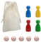 JAONLD 80 Stück Spielfiguren für Brettspiele und 5 Stück Würfel Con eine Tasche mit,Spielfiguren Holz Halmakegel Spielfiguren für Brettspiele Bunte,Gesellschaftsspiel für die Ganze Familie