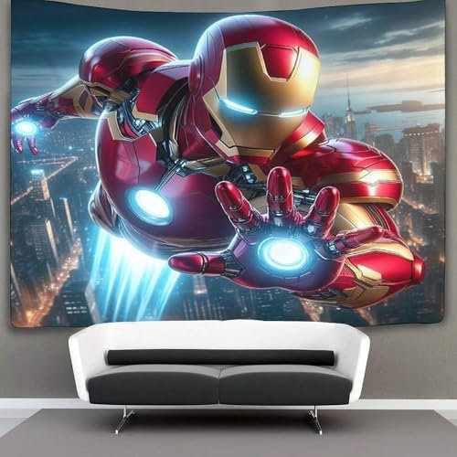 EVMILA 3D Iron Man Wandteppich Heimdekoration Bettwäsche Poster Wandkunst Tapisserie Wandbehang Polyester Für Schlafzimmer Wohnzimmer Schlafsaal Raumdeko 70cmx100cm