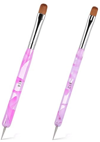 2 Stück Acryl UV Gel, 2 in 1 Dual-Ended Poly gel Pinsel, French-Tip-Pinsel, Doppelseitiger Design-Builder-Gel-Pinsel, Nageldesign Acryl Polyacryl Gel Pinsel (onesize, stück, 2)