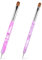 French Tip Brush 2PCS Acrylic Nail Art Brushes Thin Liner Brush & Dotting Tool Double Ended for Nails Gel, Pink Marble Professional Manicure Pens Nails Detailed Design Brushes(#14)