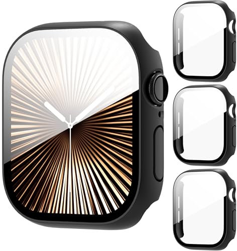 AIDOWU 3 Piezas Carcasa para Apple Watch SE/Series 6/5/4/SE 3 40mmm Funda Protectora con Cristal Templado Protector Pantalla para Case Anti-raspado,Ultradelgado,Negro