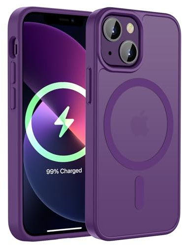 KPPIT für iPhone 12 Mini Hülle,iPhone 13 Mini Hülle [Kompatibel mit MagSafe] Magnetisch Handyhülle für iPhone 12 Mini/iPhone 13 Mini Case Dünn Cover Matt Transluzente Schutzhülle,Dunkelviolett