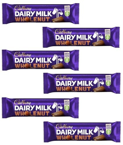 Dairy Milk Whole Nut Chocolate Bars 49g - Pack Of 6