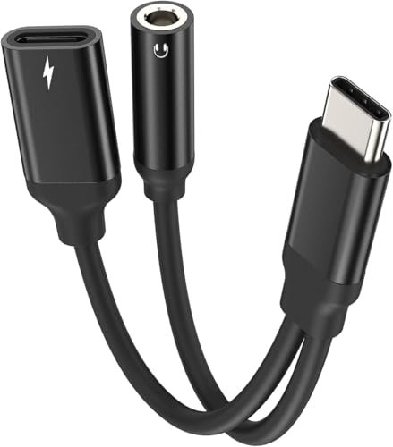 KP TECHNOLOGY 2-in-1 USB C to 3.5mm Aux Audio + Charger Adapter, Type C PD 60W Fast Charging Earphones Converter for iPhone, Samsung, Motorola, Pixel, Honor, OnePlus, Nokia, Oppo & More USB C Devices