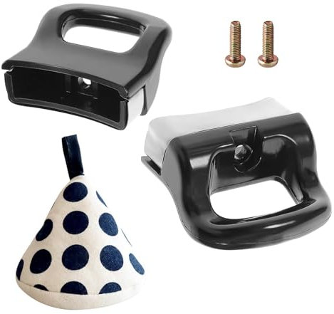HSUYUN 2 Piezas Asas para Ollas, Cortas Mango Lateral de Olla Metal, Negras Asa Lateral de Olla, con Tornillos y Accesorios Anti-Escaldaduras, para Ollas a Presión, Ollas Soperas, Sartenes
