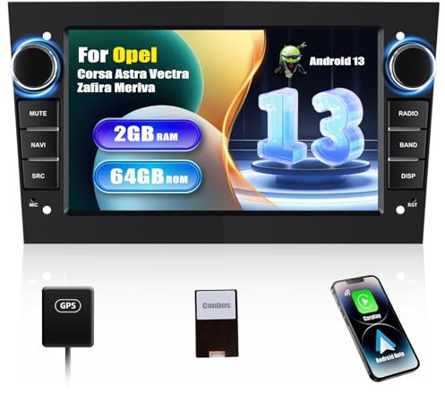 2+64G SIXWIN Android 13 Autoradio pour Opel Corsa d/Astra h/Zafira b/Meriva, avec Carplay Android Auto,écran Tactile capacitif 7 Pouces stéréo Voiture avec GPS WiFi BT USB FM RDS Mirror Link