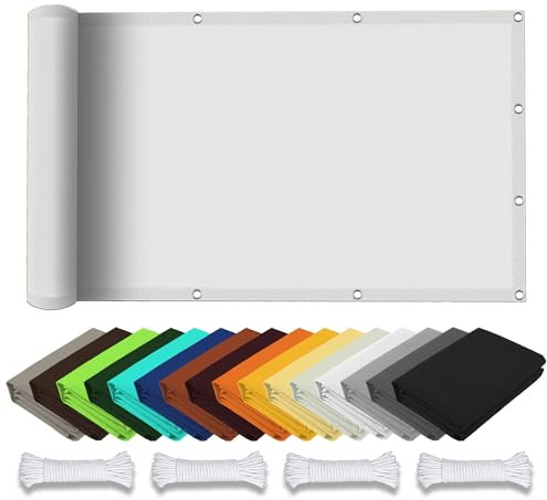 Tenda da Sole per Esterno a Caduta 150 x 200 cm Anti UV 98% Parasole Vela Tela Ombreggiante con Corde e Occhiello Balcone, La Terrazza e Il Giardino, Bianco