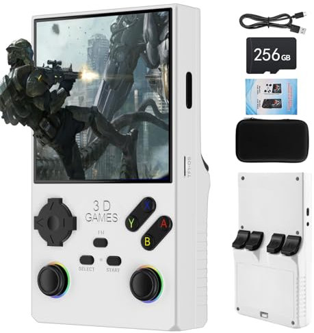 V40 Max Console de Jeu Portable, 40 000 Jeux rétro en 1 Console de Jeu avec système Linux Open Source, Carte TF 256 Go, écran IPS de 4 et Batterie 4 000 mAh (Blanc)