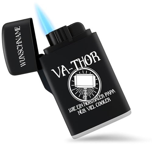 Vathor wie EIN normaler Papa nur viel Cooler Feuerzeug Geschenk Vatertag personalisiert I Papa Geschenk Vatertagsgeschenk Vater I Sturmfeuerzeug Papi - 6,5 x 4 cm - Schwarz