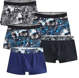 NEXT Jungen Boxershorts im 5er-Pack Blue/Black Football Print 146-152