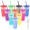 Galerie SV 10 Pièces Gobelets à Changement de Couleur, 710ml Gobelets Plastiques Réutilisables avec Couvercle et Paille, Tasse de Voyage Verre Plastique Reutilisable pour Enfants Adultes Fête