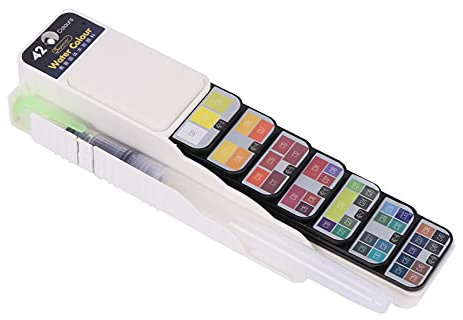 CAIONPLE 42 couleurs Pigment Set de peintures aquarelle solide avec brosse a eau pour dessin peinture aquarelle costume pliable