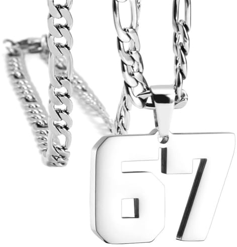 HIJONES Herren Edelstahl Basketball Fußball Baseball Mannschaft Nummer Anhänger Chunky Kette Sport Halskette