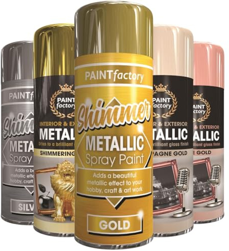Metallic Gold Spray Paint 200ml – Premium Gloss Shimmer Finish Aerosol for Wood, Metal, Plastic & More – Fast Drying Decorative Metallic Paint for Crafts, Furniture & DIY Projects 7136