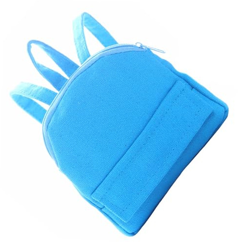Kleiner Puppen Rucksack 18 Zoll Blau aus Stoff, Dekorativ für Kleiner Puppe