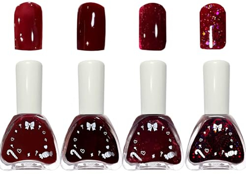4pcs Nagellack Set Weihnachten | Beerige&Glitzernde Weinrote Nagellack-Geschenksets | Schimmernde&Metallische Farbtöne | Weihnachtsmaniküre-Geschenke für Frauen,Strumpffüller,Long Lasting&Quick Drying