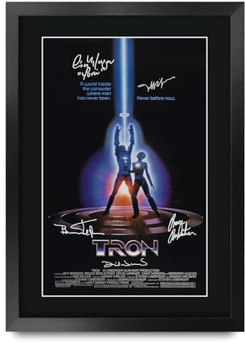 HWC Trading Tron 1982 Original Geschenke Geduckter Poster Signiertes Autogramm Foto für Fans von Film Memorabilien - A3 Gerahmt