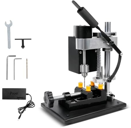 Trapano A Colonna Mini, Trapano Da Banco 200w Con 7 Velocità E Morsa Da Banco, Mandrino 0,3-4mm, Corsa 50mm, 10000 Giri/min, Per Trapanatura Di Metallo, Legno E Pvc