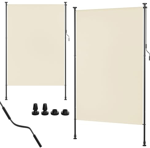 UDPATIO Tenda da Sole Verticale, 200x310 cm, Privacy e Parasole per Balcone, Tenda in Alluminio con Manovella, Tenda a Rullo Verticale (280 g/m²) per Patio e Giardino – Beige