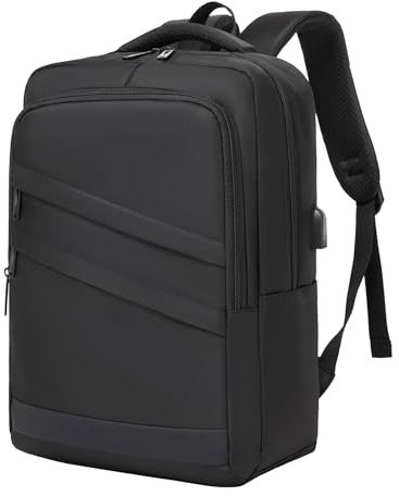 Shavont Mochila para Ordenador Portátil 15,6 Pulgadas Hombre Mujer, Negro | Gran Capacidad, Compartimento para Portátil, Múltiples Bolsillos, Puerto USB, Trabajo, Universidad, Oficina, Viajes